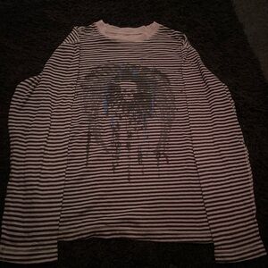 Graphic Striped Long Sleeve Top